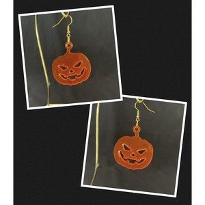 Resin Halloweens Pumpkin Earrings Orange Hand Crafted
